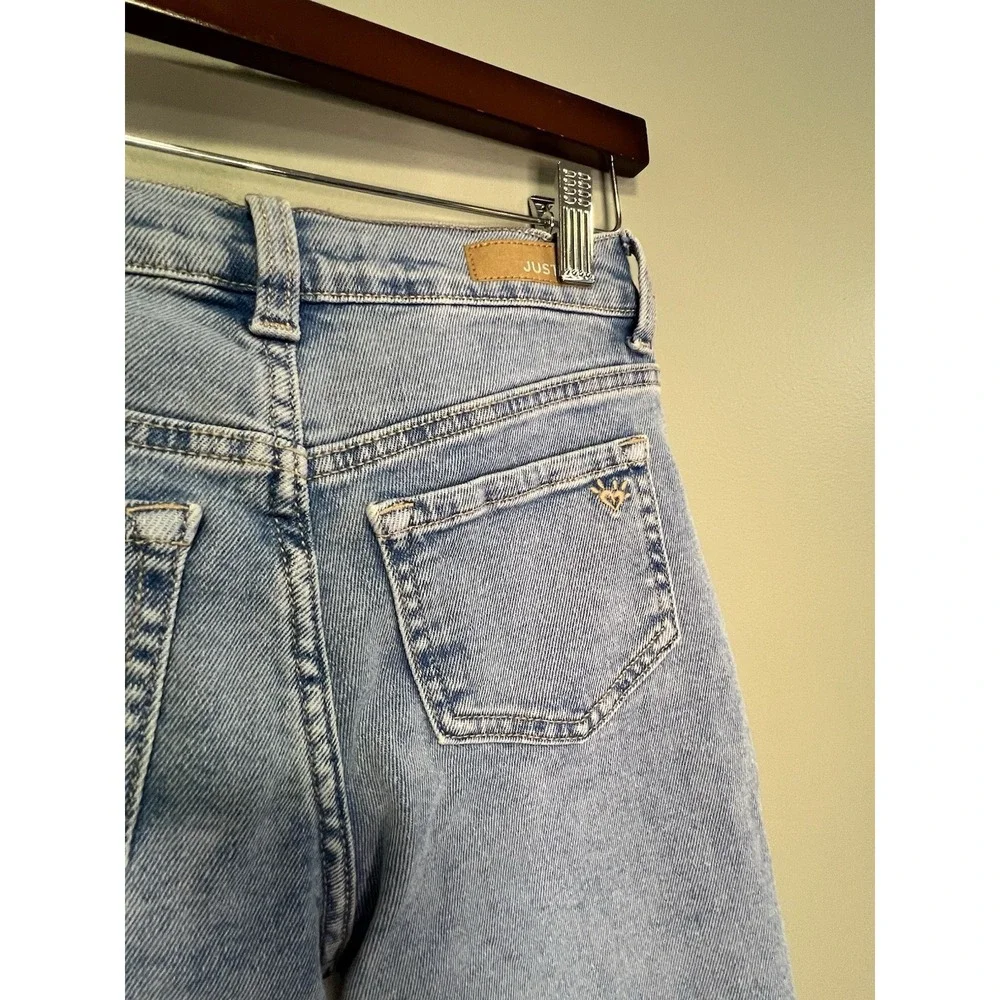 Justice Light Blue Jeans Girls 10 Slightly‎ Ripped Frayed Ankles